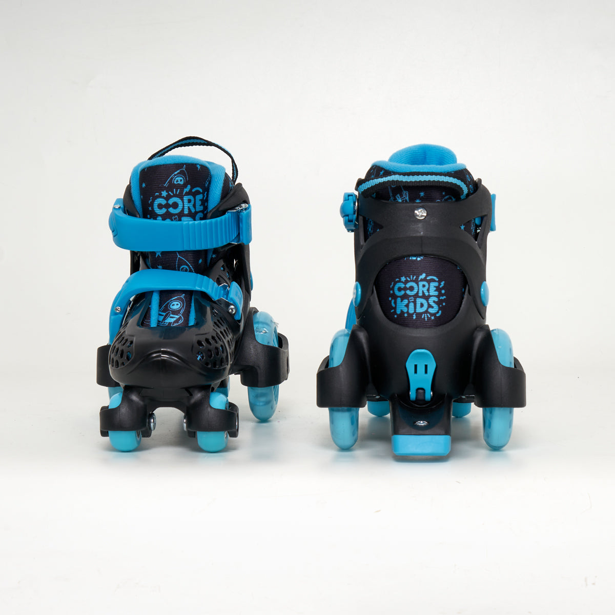 CORE Newbie - Kids Adjustable Roller Skates - Light-Up Wheels (Black/Blue)
