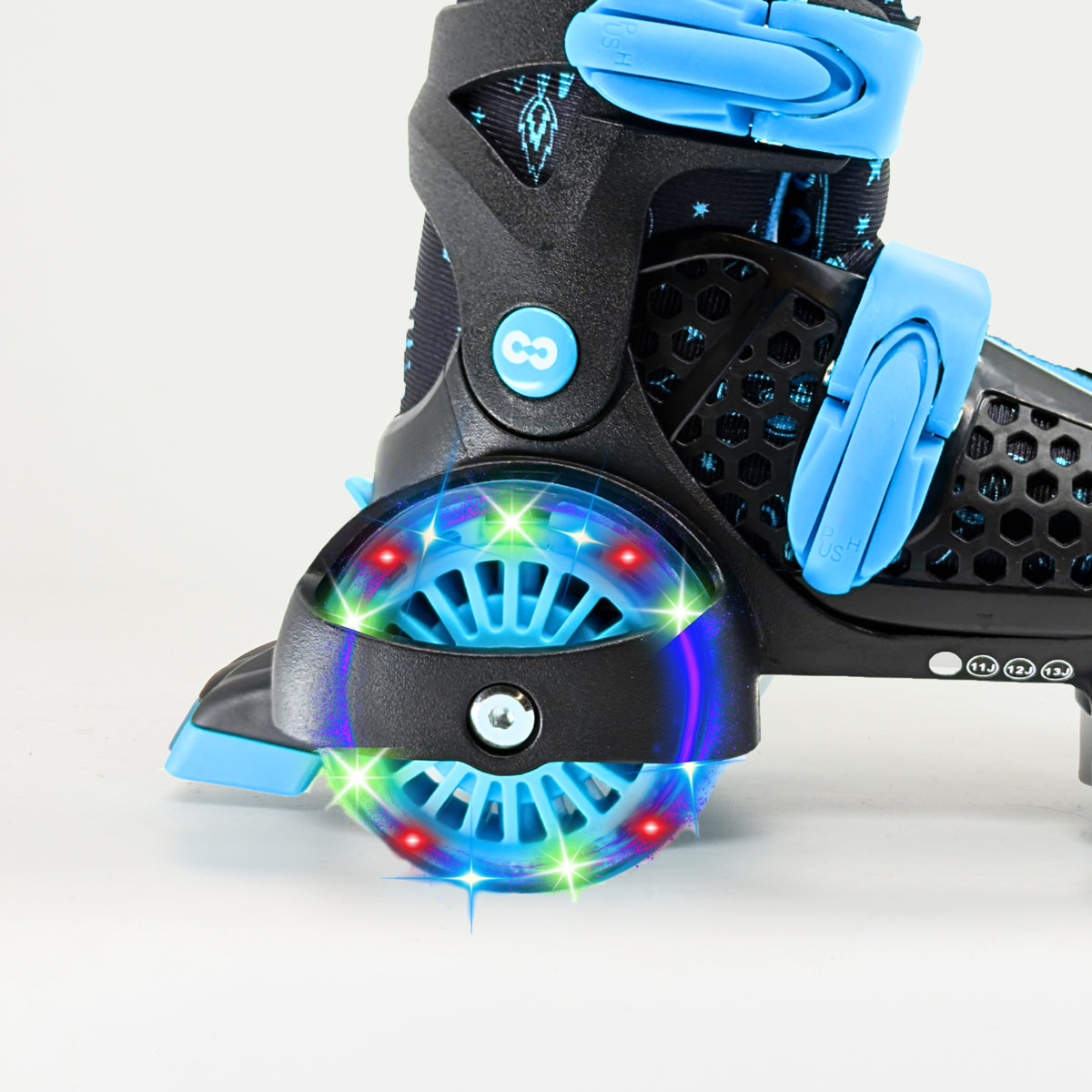 CORE Newbie - Kids Adjustable Roller Skates - Light-Up Wheels (Black/Blue)
