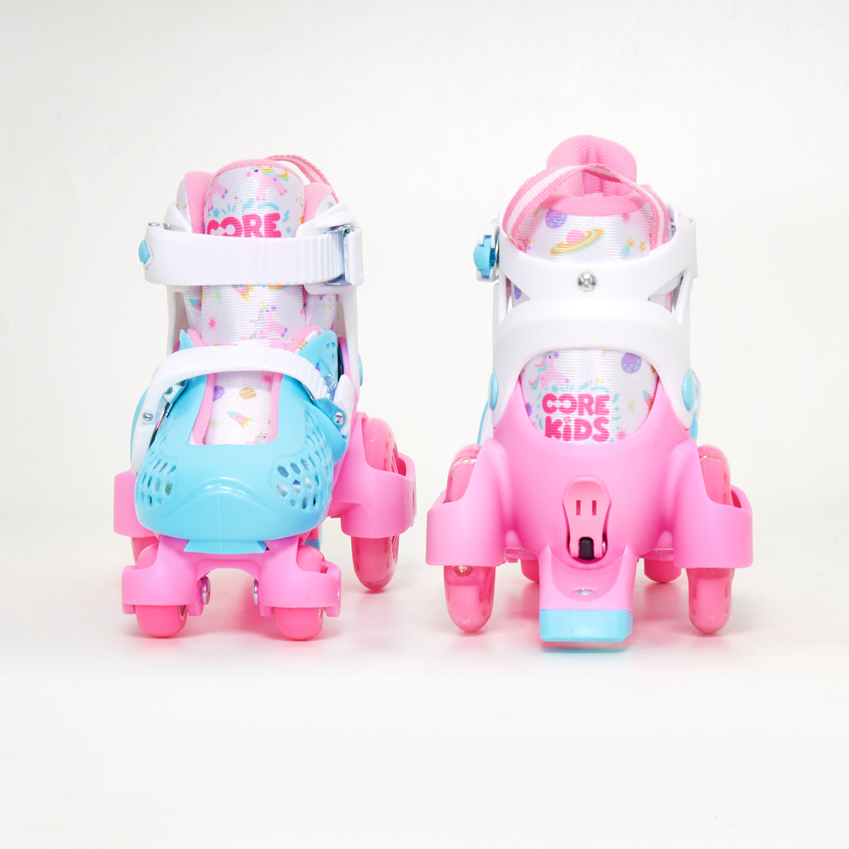 CORE Newbie - Kids Adjustable Roller Skates - Light-Up Wheels (Pink/Blue)