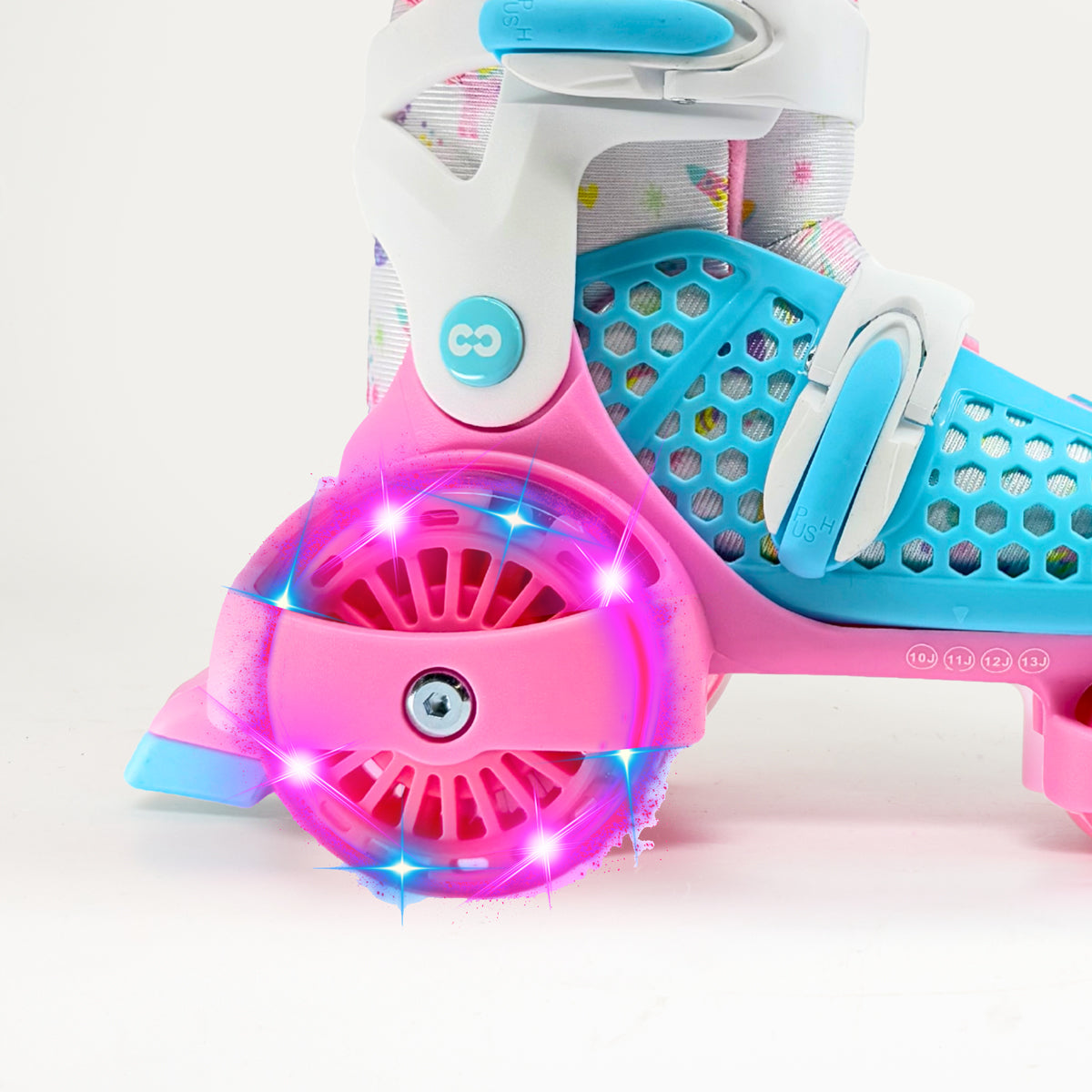 CORE Newbie - Kids Adjustable Roller Skates - Light-Up Wheels (Pink/Blue)
