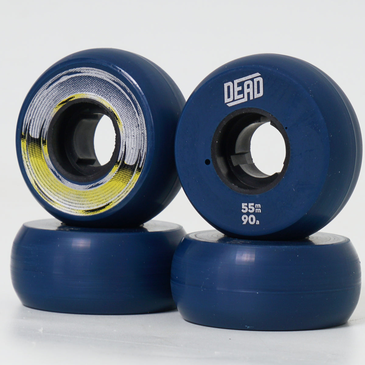 Dead 55mm / 90a Navy Wheels - Yellow / Silver Ring