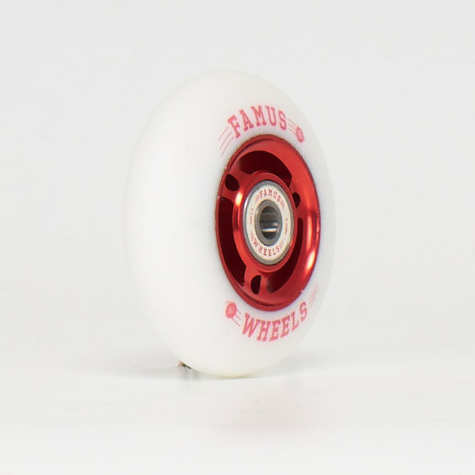 Famus Metal Core 80mm 86a White/Red Wheels - Inc. Bearings (Singles)