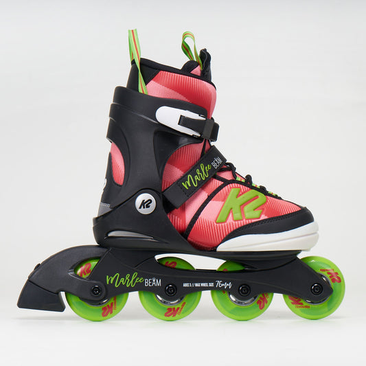 K2 Marlee Beam Junior Adjustable Inline Skates - Red/Green