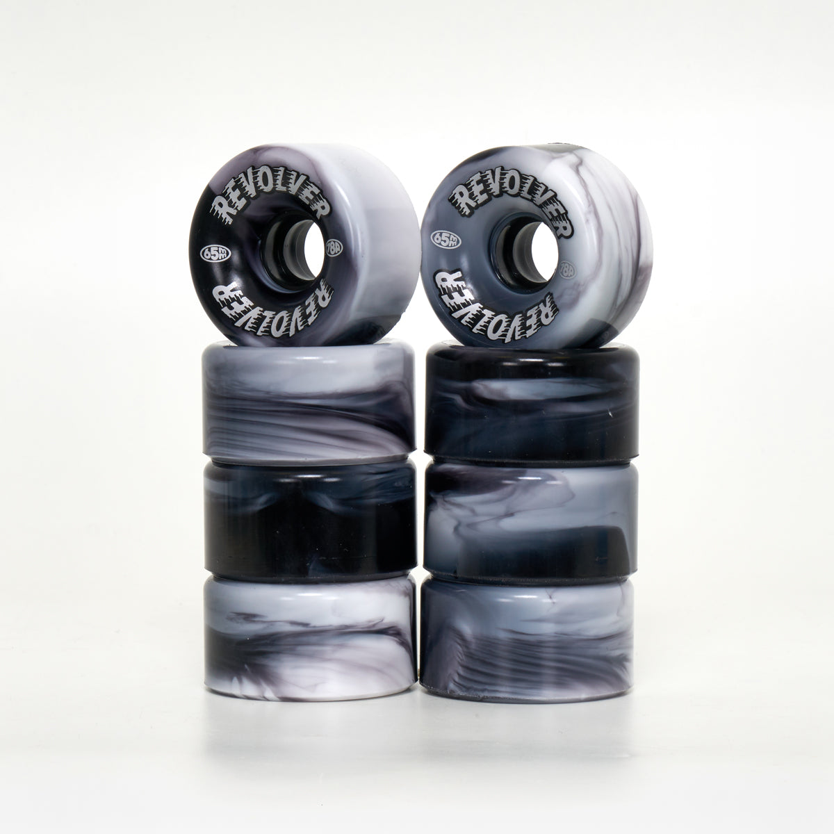 Revolver All-Purpose Roller Skate Wheels - Black & White Swirl