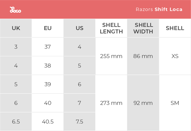 Product size chart