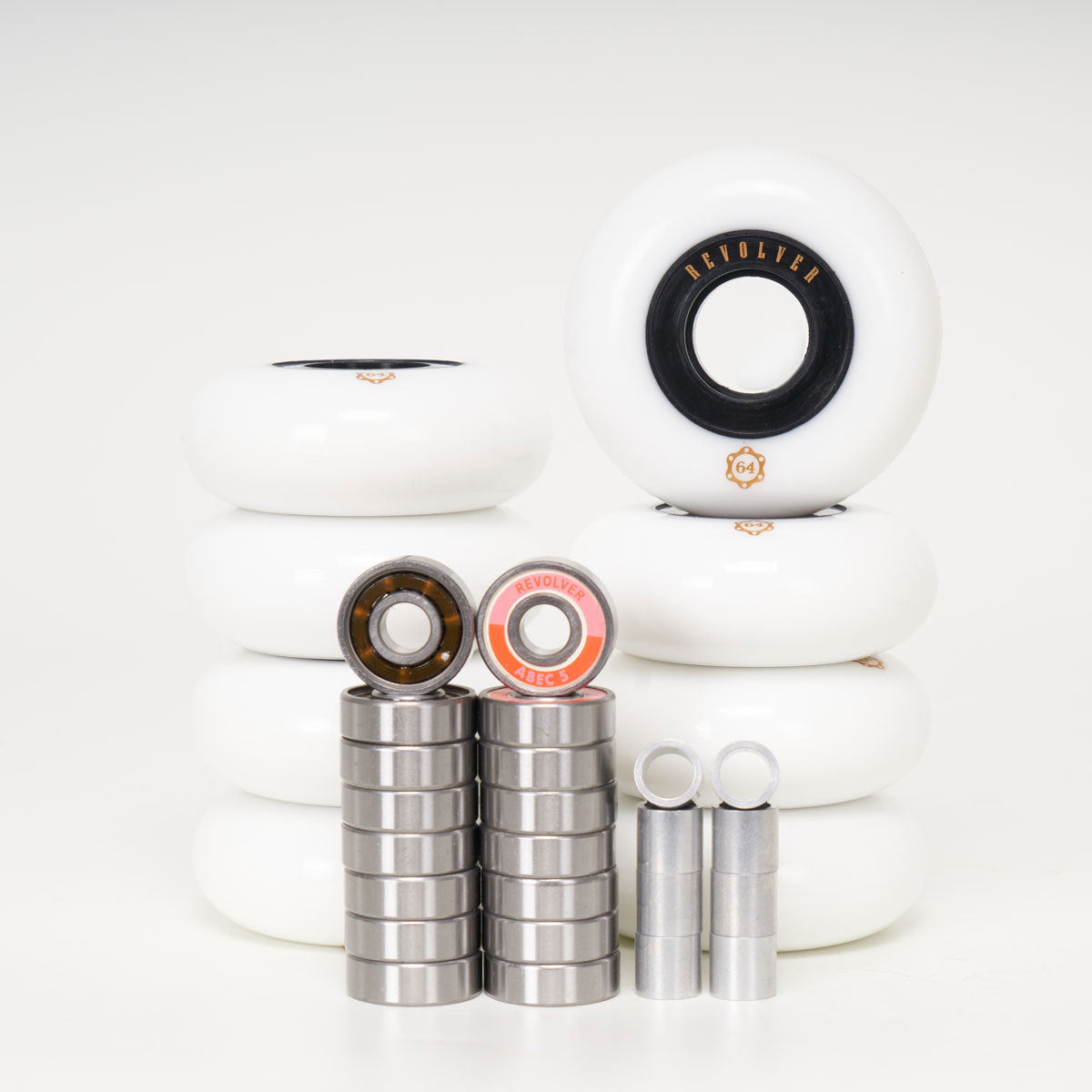 Revolver 64mm - Complete Wheel, Bearing & Spacer Pack (for 8 wheels) - Loco Skates