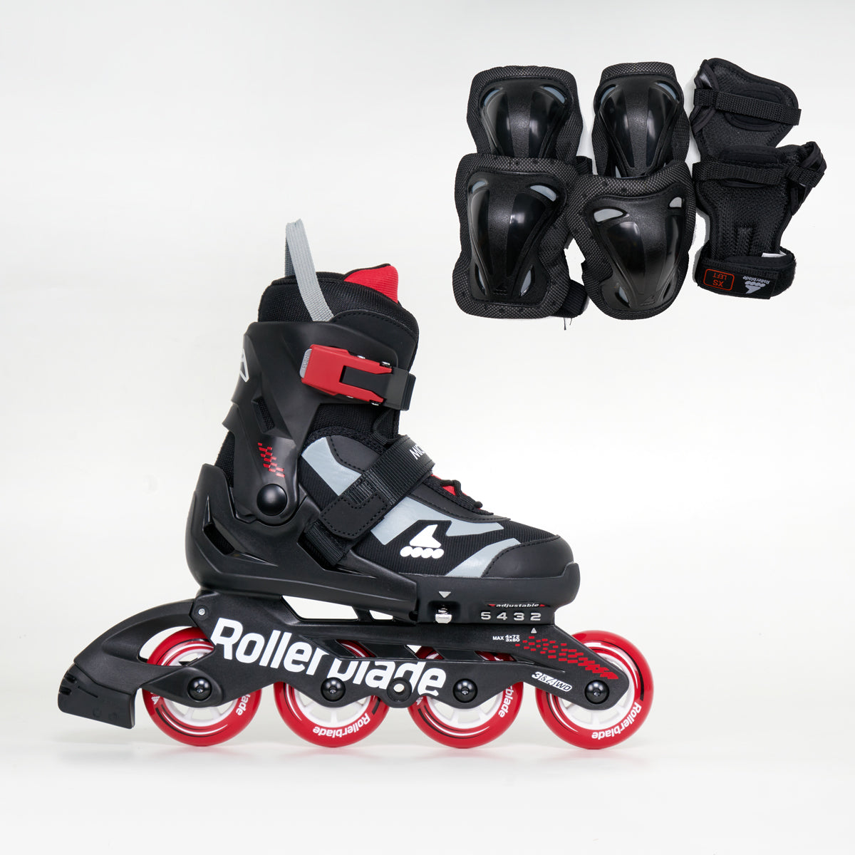 Microblade Combo Junior Adjustable Inline Skates - Black / Red