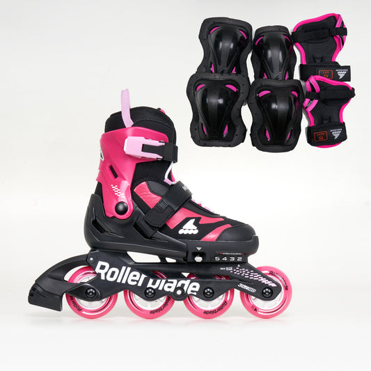 Rollerblade Microblade Combo Junior Adjustable Inline Skates - Black / Pink