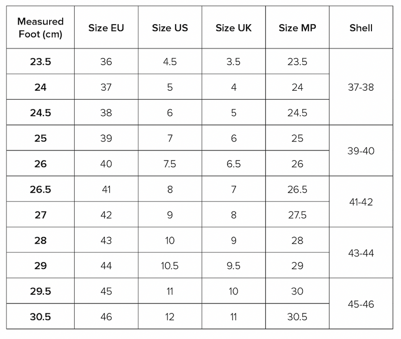 Product size chart