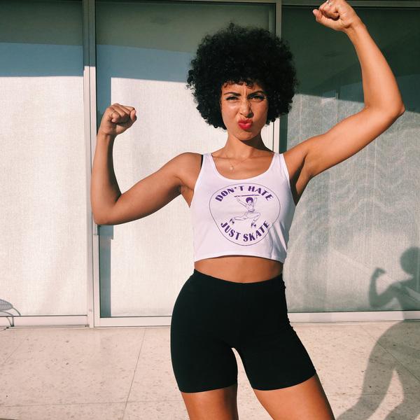 Paradise by Marawa 'Don't hate just skate' White crop
