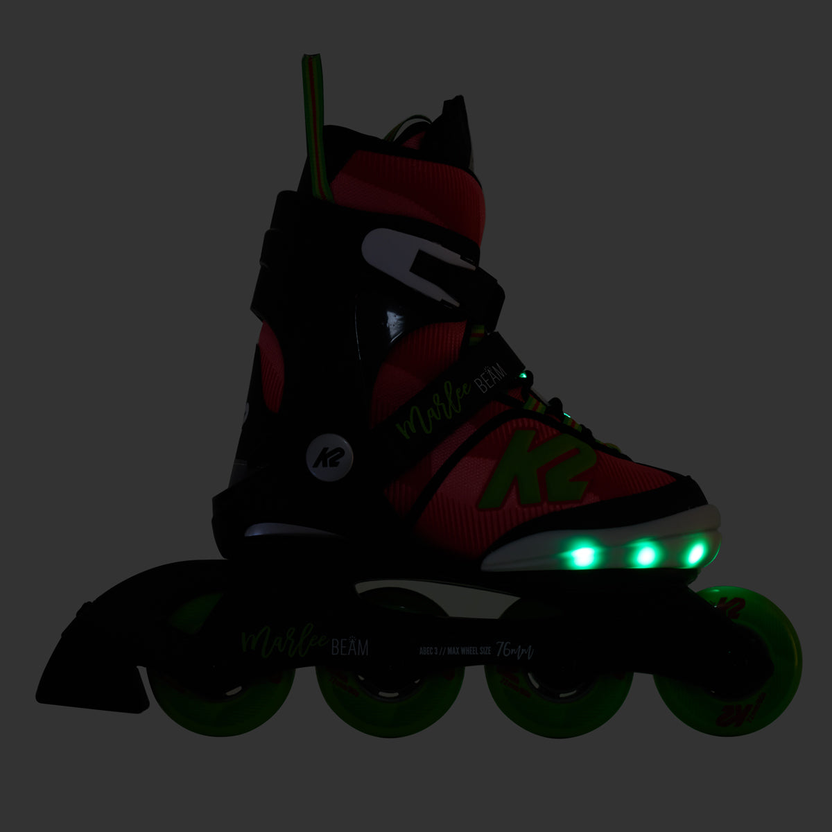 K2 Marlee Beam Junior Adjustable Inline Skates - Red/Green