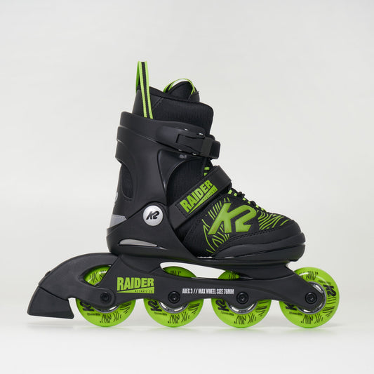 K2 Raider Junior Boys Adjustable Skates - Black/Lime