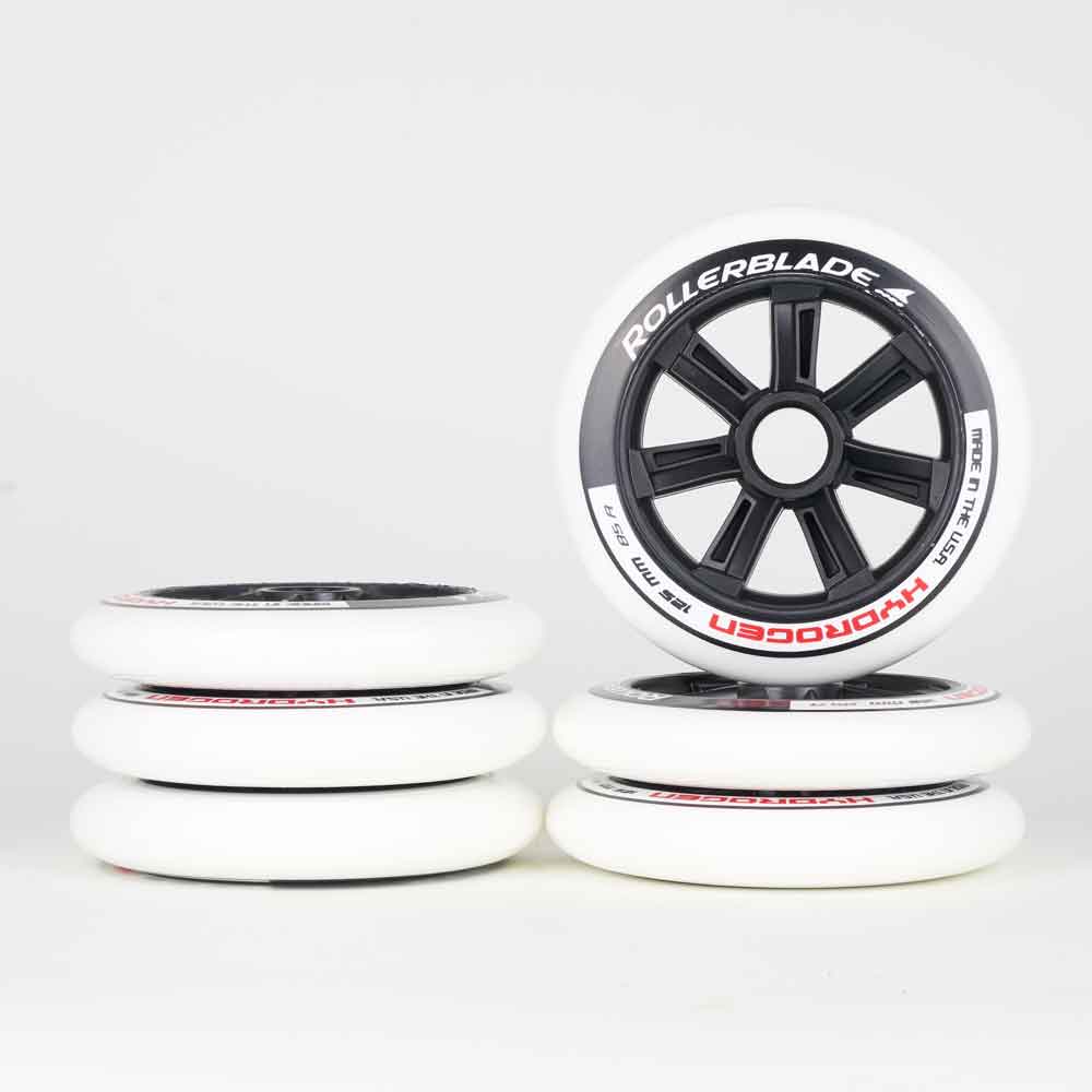 Rollerblade Hydrogen Wheels 125mm 85a - (6 Pack)-Rollerblade-125mm,atcUpsellCol:upsellwheels,white