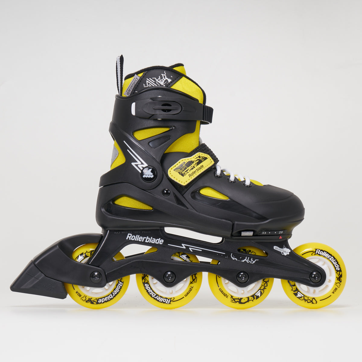 Rollerblade Fury Junior Adjustable Skates - Black / Yellow