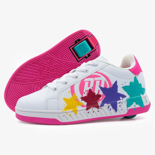 Breezy Rollers Splash - Walk & Roll Shoes (White/Pink)