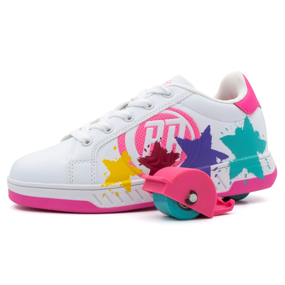 Breezy Rollers Splash - Walk & Roll Shoes (White/Pink)