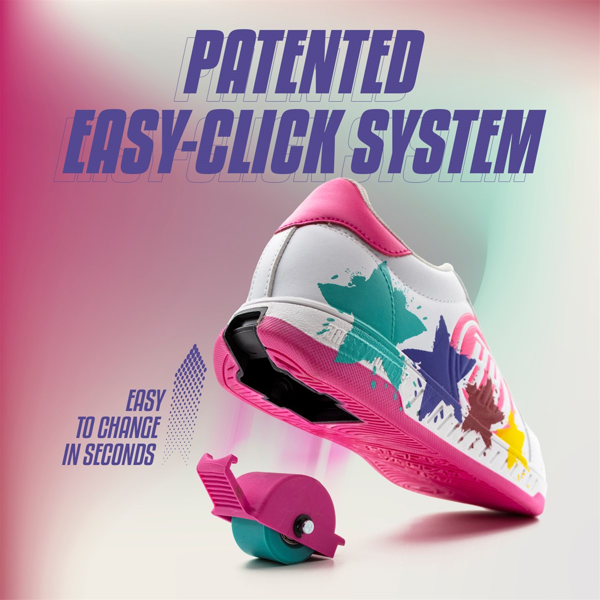 Breezy Rollers Splash - Walk & Roll Shoes (White/Pink)