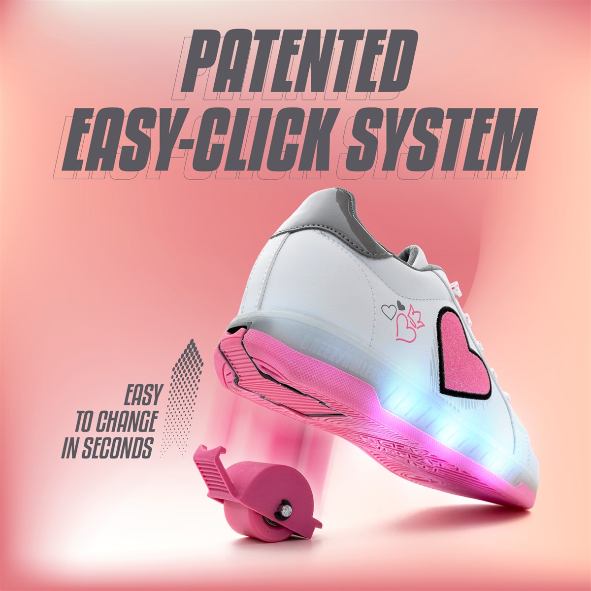 Breezy Rollers Blast - Walk & Roll Light Up Shoes (Pink)
