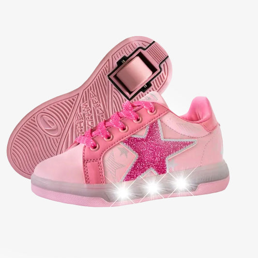 Breezy Rollers Blast - Walk & Roll Light Up Shoes (Double Pink)