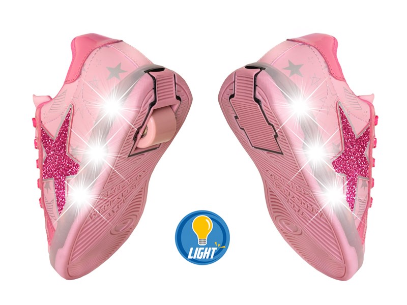 Breezy Rollers Blast - Walk & Roll Light Up Shoes (Double Pink)