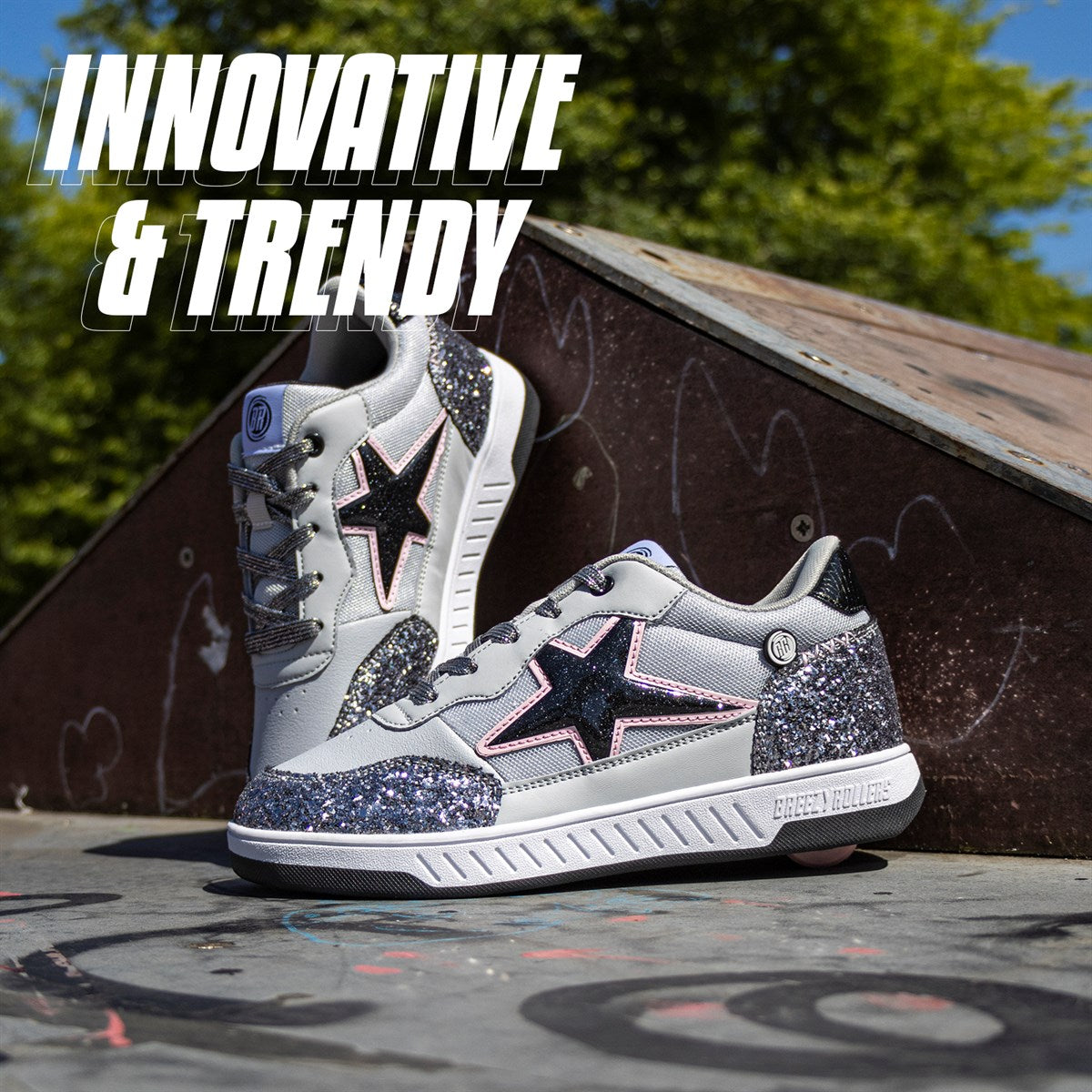 Breezy Rollers Star - Walk & Roll Shoes (Grey)