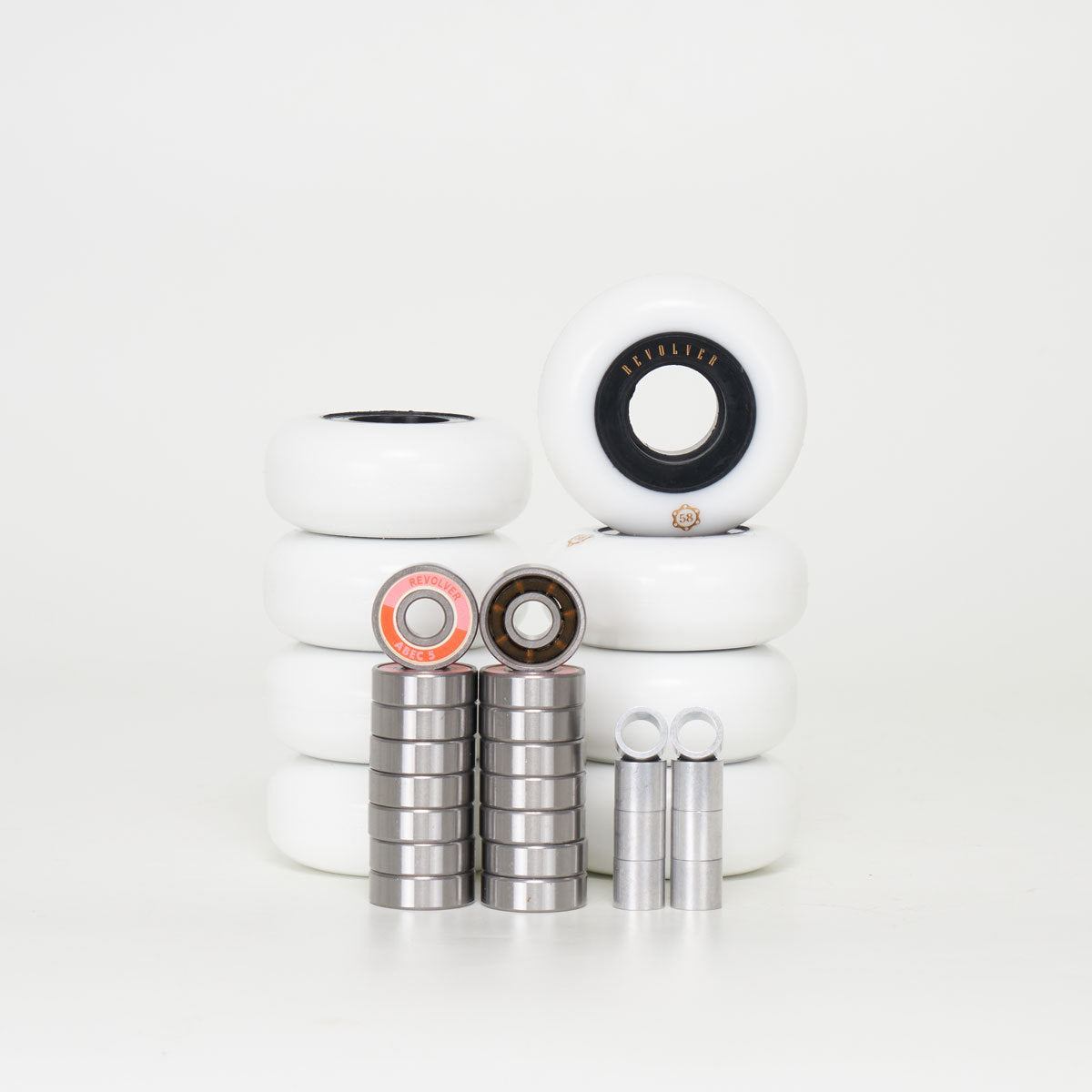 Revolver 58mm - Complete Wheel, Bearing & Spacer Pack (for 8 wheels) - Loco Skates