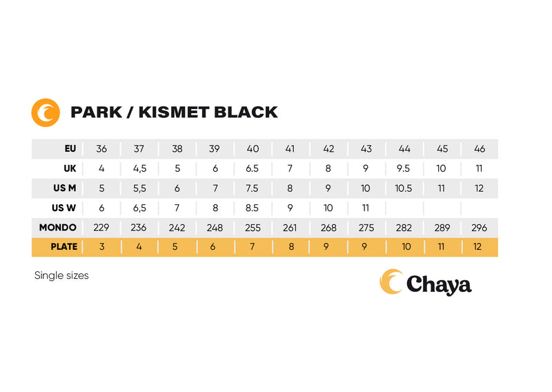 Product size chart