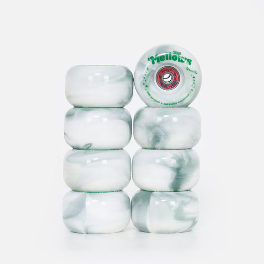 Chaya Mellows 9 62mm/78a Wheels -  Grey / White Swirl + WKD Abec 9 Bearings (8 Set)