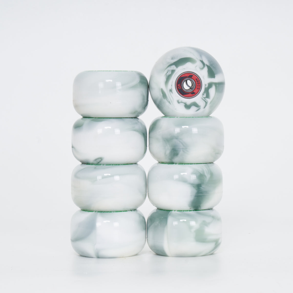 Chaya Mellows 9 62mm/78a Wheels -  Grey / White Swirl + WKD Abec 9 Bearings (8 Set)