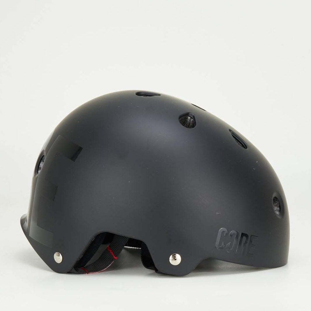 Core Street Skate Helmet - Black With Black Gloss Decal - Loco Skates