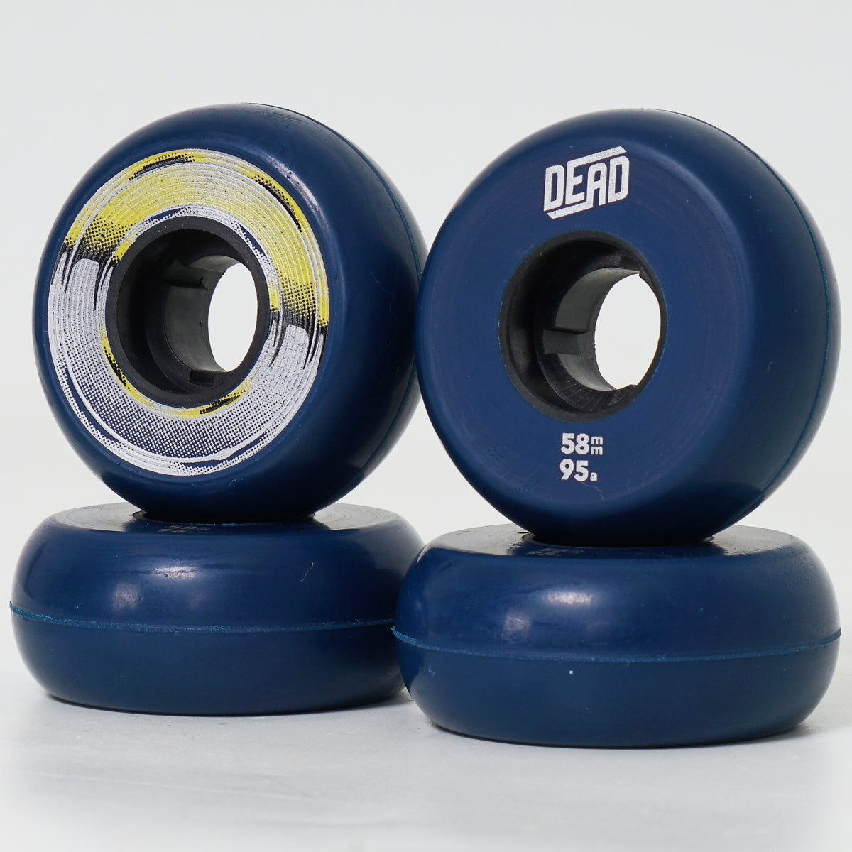 Dead 58mm / 95a Navy Wheels - Yellow / Silver Ring