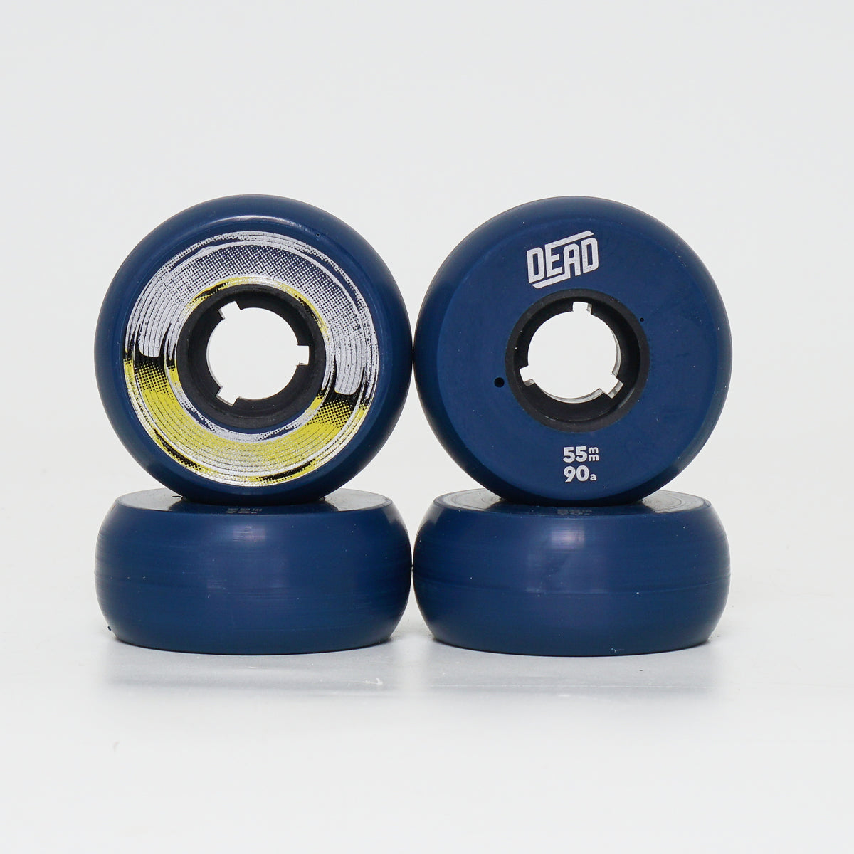 Dead 55mm / 90a Navy Wheels - Yellow / Silver Ring