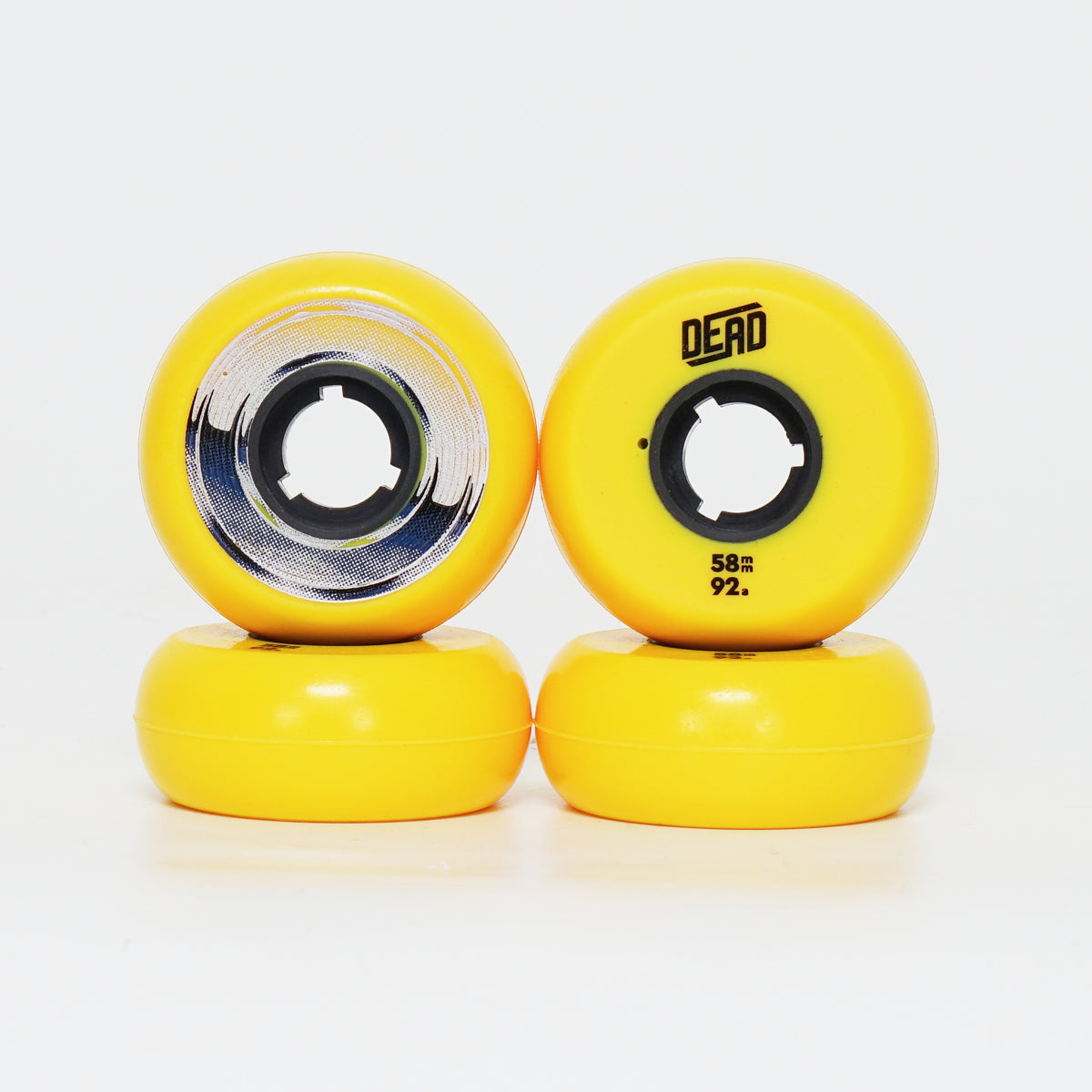 Dead 58mm / 92a Yellow Wheels - Blue / Silver Ring