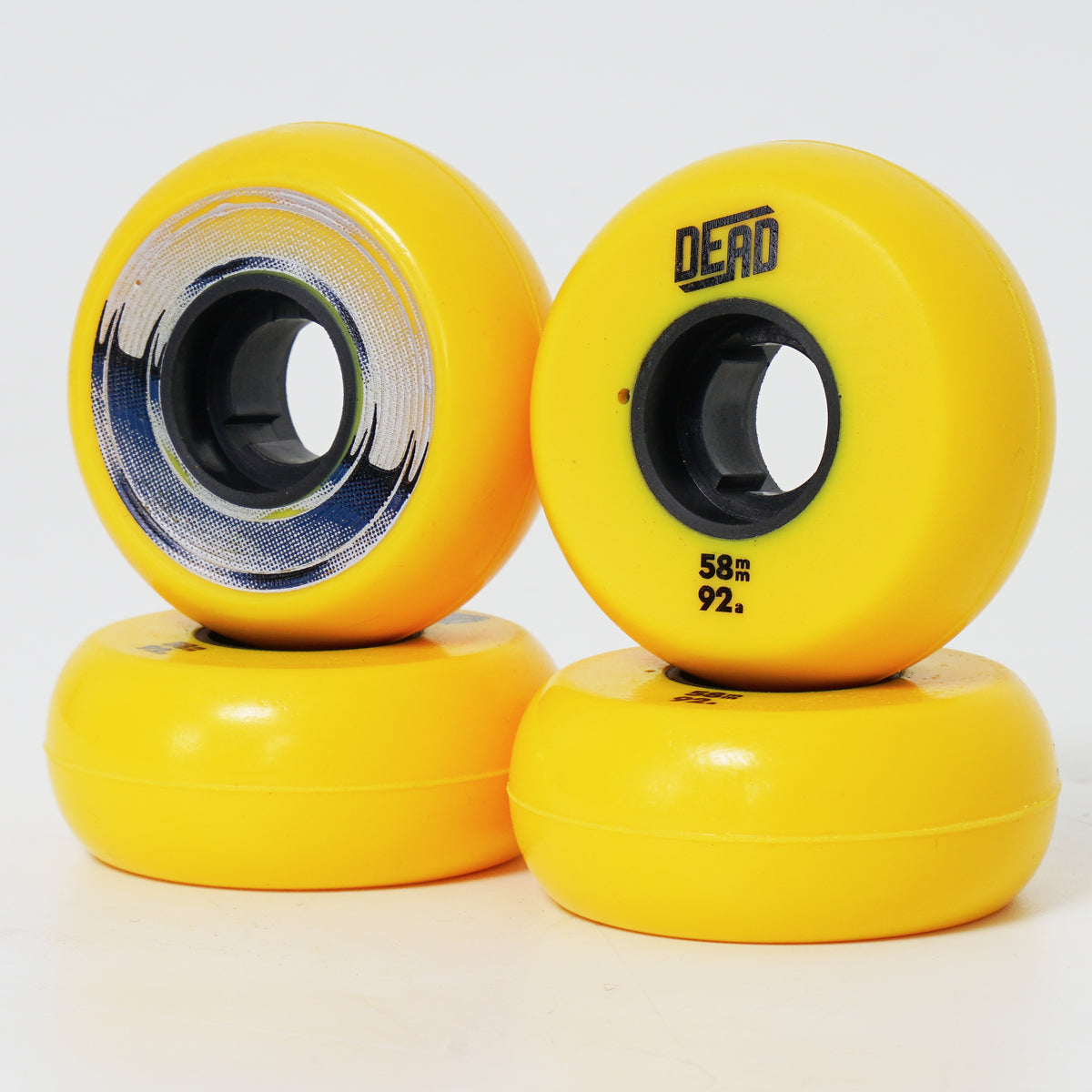 Dead 58mm / 92a Yellow Wheels - Blue / Silver Ring