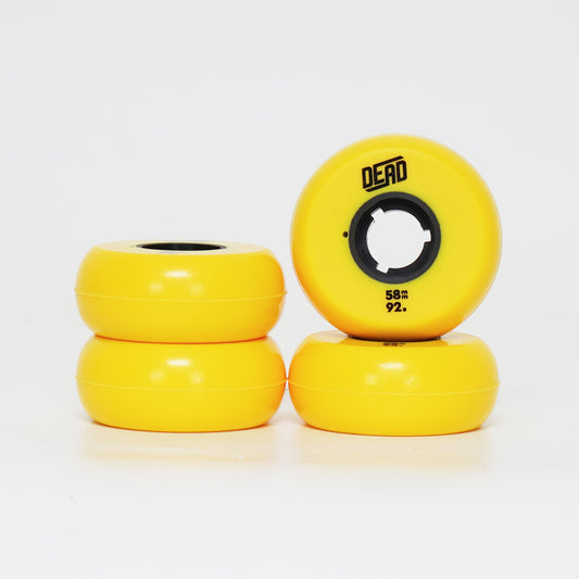 Dead 58mm / 92a Yellow Wheels - Blue / Silver Ring