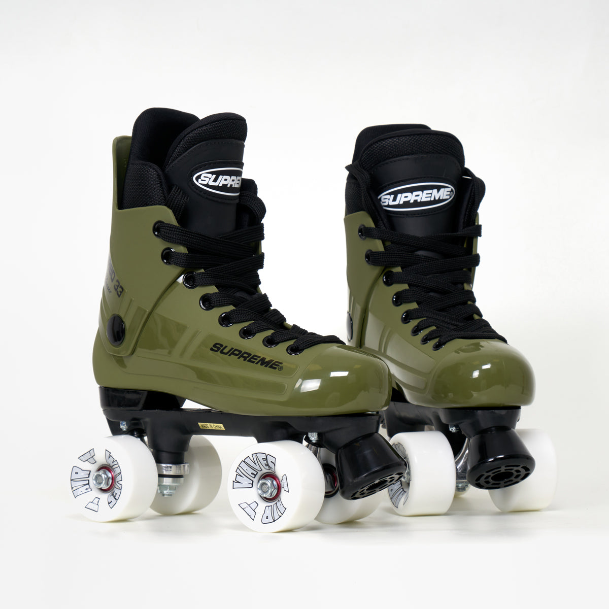 Supreme Turbo 33 Roller Skates (Bauer replacement) Army Green - Complete With Airwaves White Wheels (Various Colours)