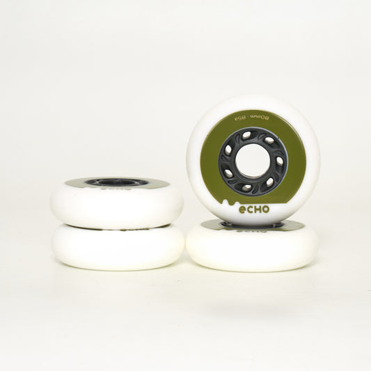Echo Drift 80mm Wheels - White/Green (4-Set)