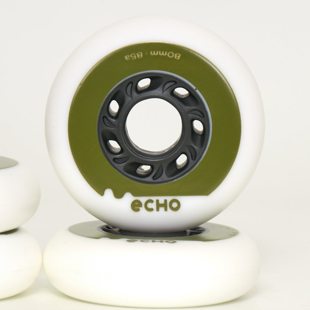 Echo Drift 80mm Wheels - White/Green (4-Set)