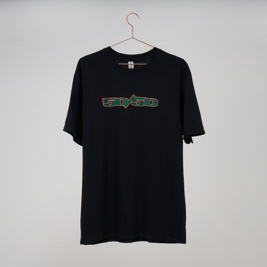Fifty 50 Stamp Logo T-Shirt - Black w/Green Logo