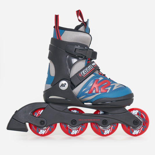 K2 Eddie Pro Adjustable Kids Inline Skates - Unisex (Grey/Blue)