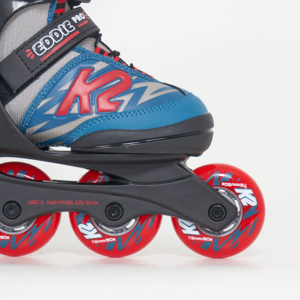 K2 Eddie Pro Adjustable Kids Inline Skates - Unisex (Grey/Blue)
