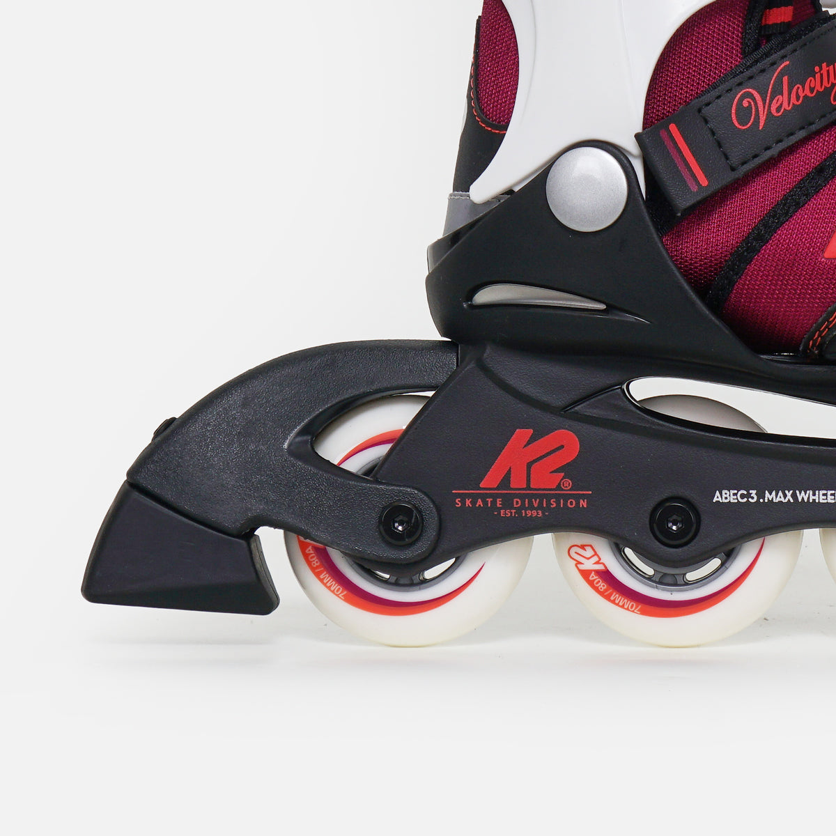 K2 Velocity Girls Adjustable Kids Inline Skates - Red