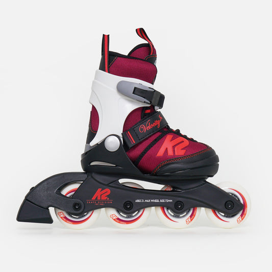 K2 Velocity Girls Adjustable Kids Inline Skates - Red