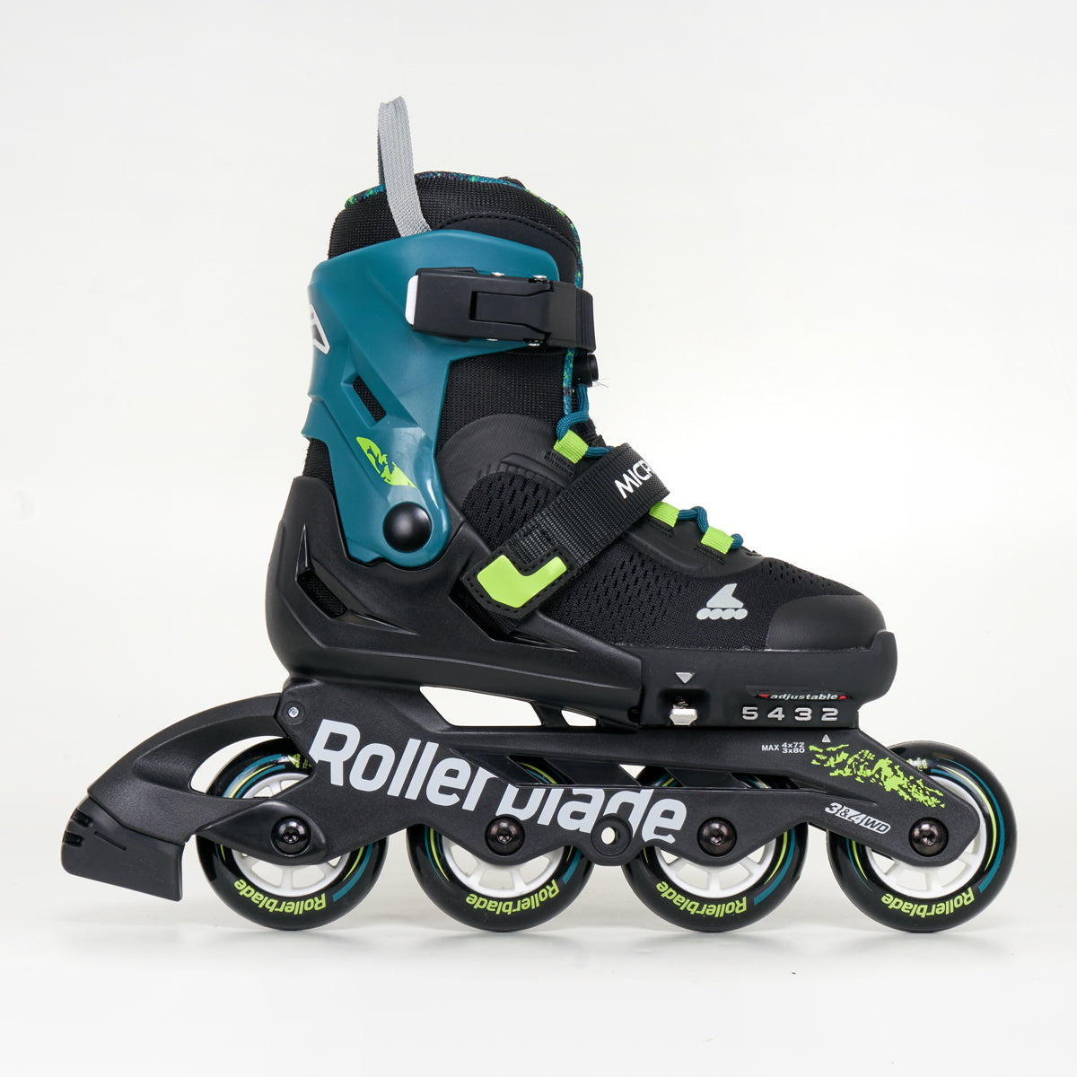 Rollerblade Microblade XT Junior Adjustable Inline Skates - Black / Petrol Green