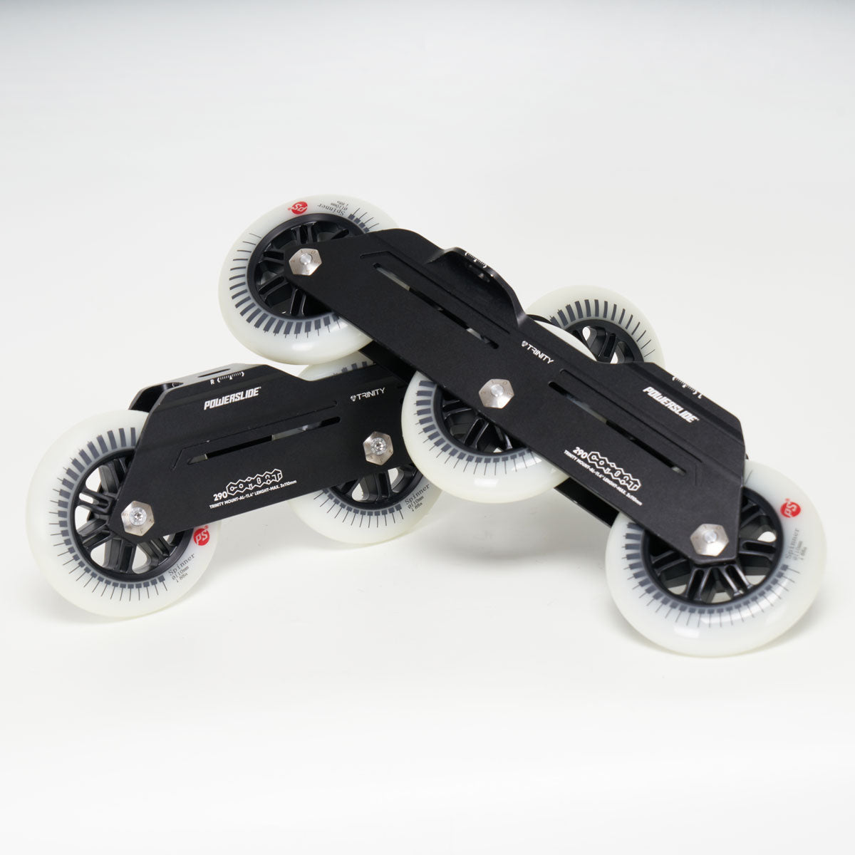 Powerslide Combat Rocker 110 Frames - Multi-Positional Rockered Frame For Powerslide Boots With TRINITY Mount - Complete with Spinner Wheels and Bearings