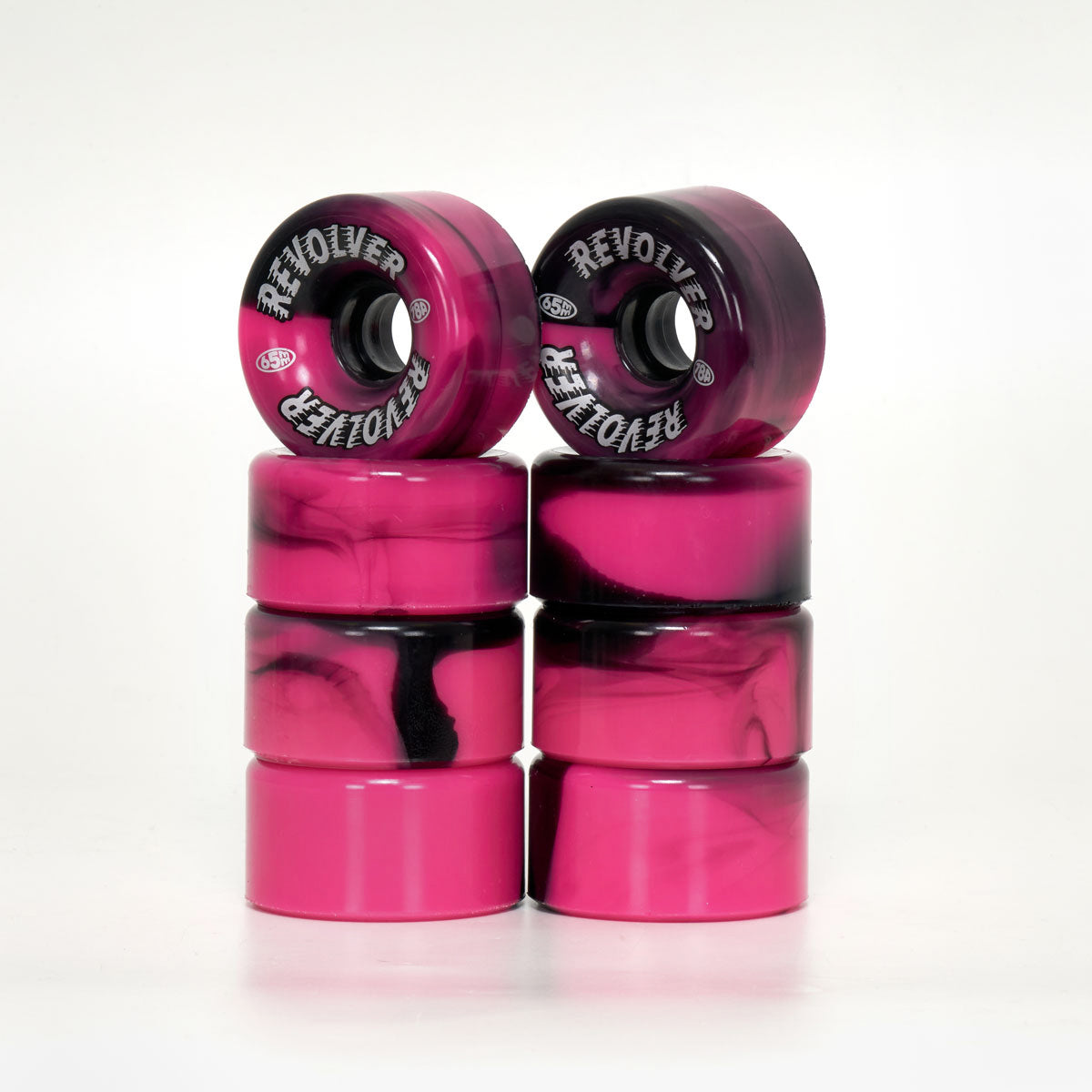 Revolver All-Purpose Roller Skate Wheels - Black & Pink Swirl