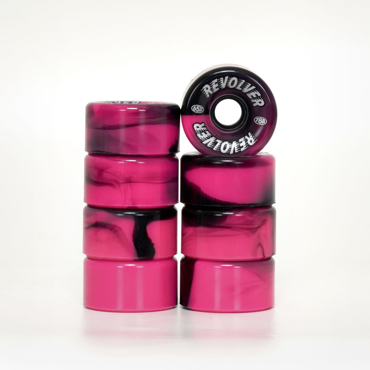 Revolver All-Purpose Roller Skate Wheels - Black & Pink Swirl