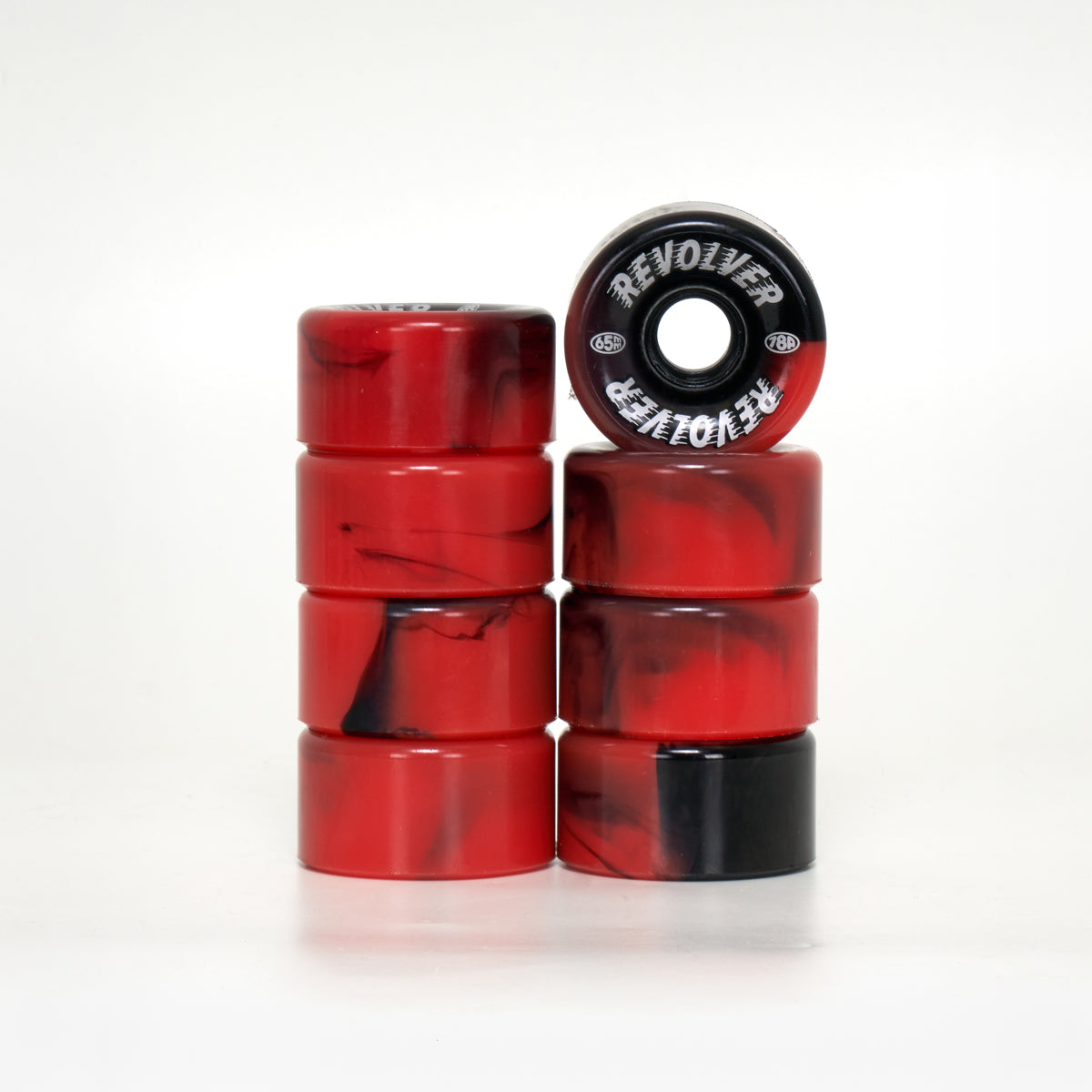 Revolver All-Purpose Roller Skate Wheels - Black & Red Swirl