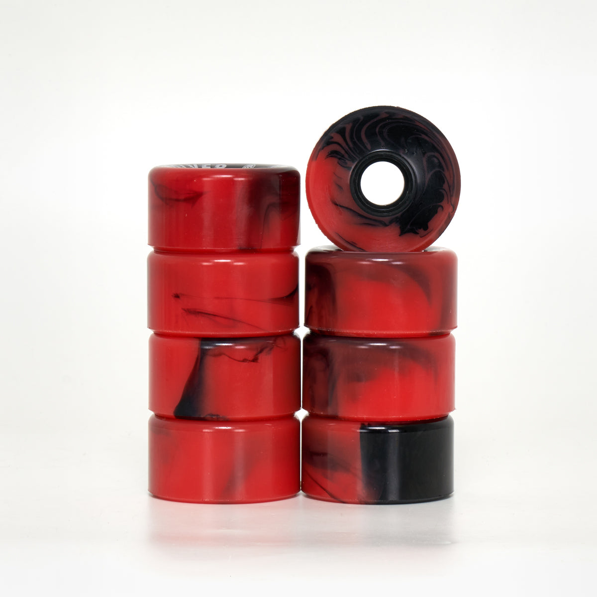 Revolver All-Purpose Roller Skate Wheels - Black & Red Swirl