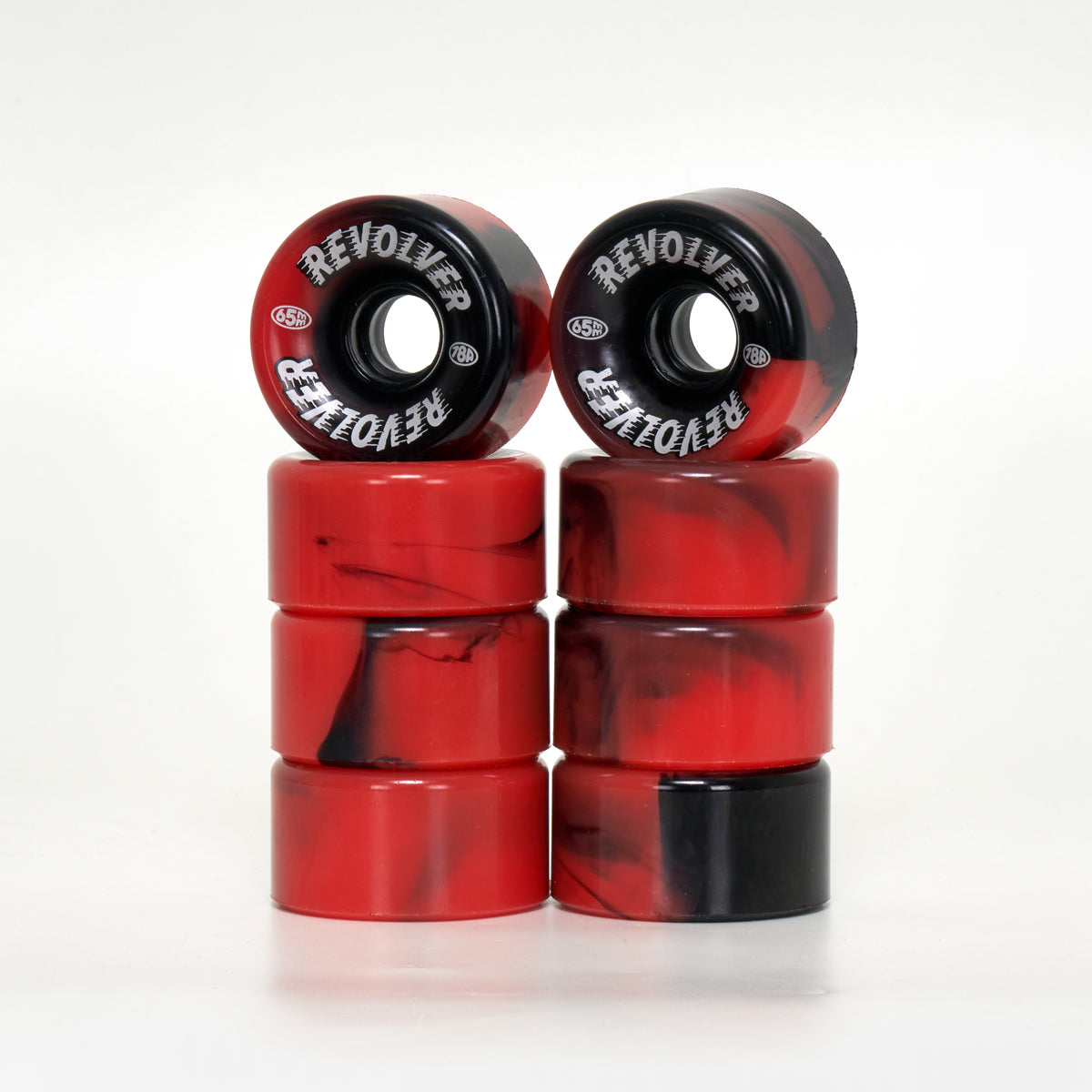 Revolver All-Purpose Roller Skate Wheels - Black & Red Swirl